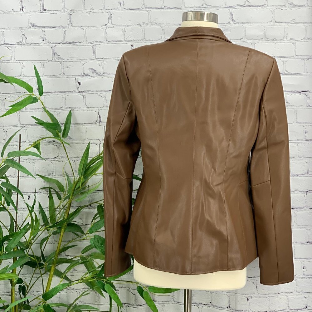 Cole Haan Signature Brown Faux Leather Jacket - Picture 3 of 6